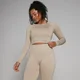 MP Shape naadloze croptop met lange mouwen voor dames - Zandsteen