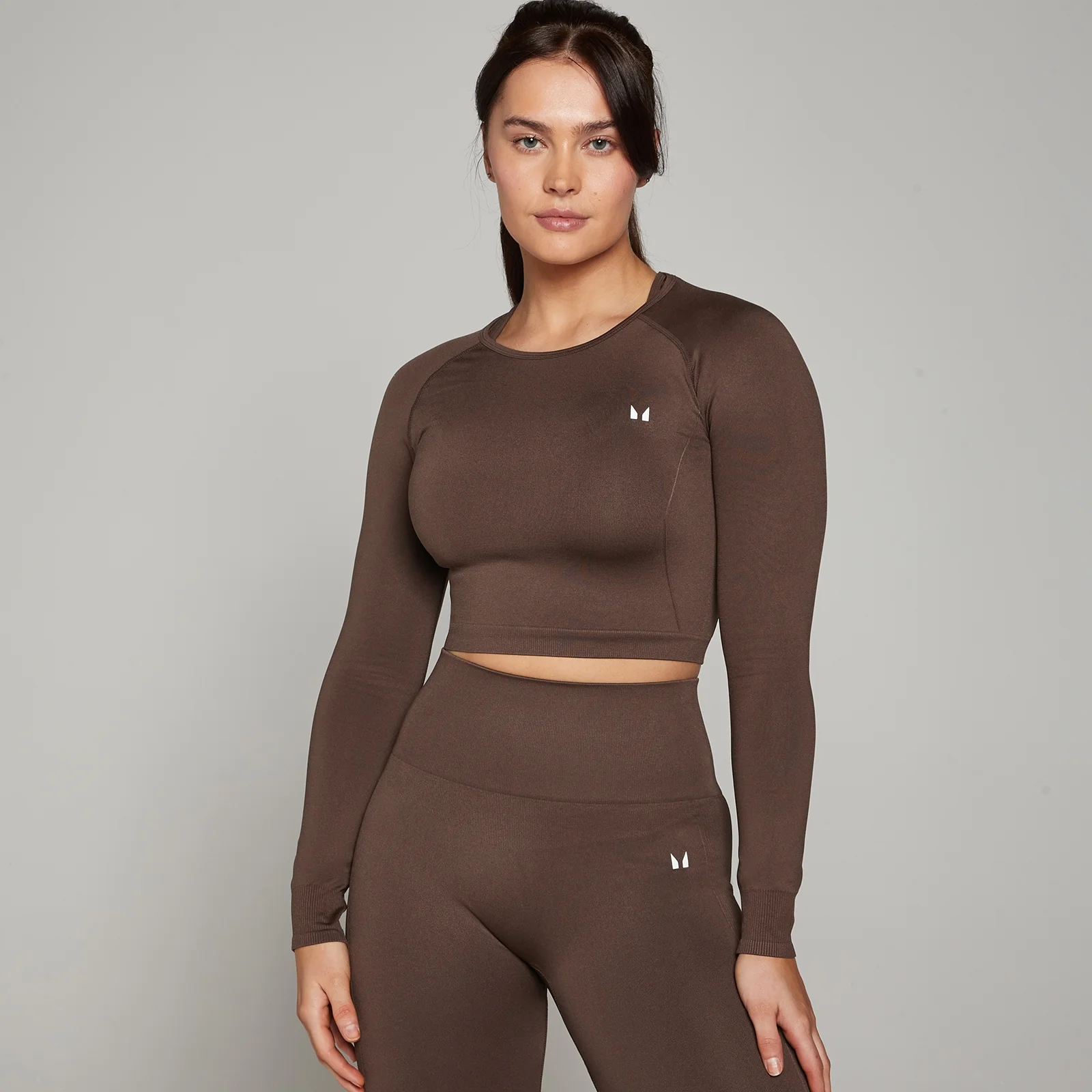 MP Shape naadloze croptop met lange mouwen voor dames - Walnoot - XS Afbeelding 1