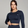 MP Shape naadloze croptop met lange mouwen voor dames - Marineblauw