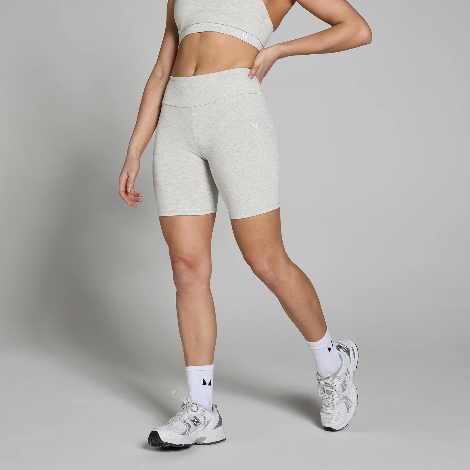 MP Basics fietsshort voor dames - Gemêleerd lichtgrijs - XXS Afbeelding 1