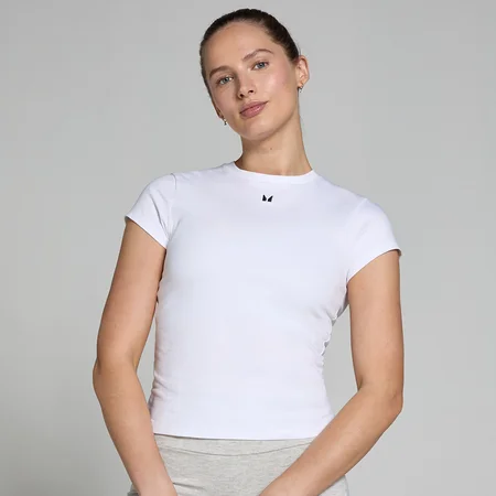 MP Basics T-shirt met nauwsluitende pasvorm en korte mouwen voor dames - Wit