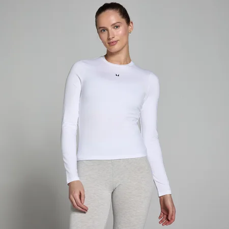 MP Basics T-shirt met nauwsluitende pasvorm en lange mouwen voor dames - Wit