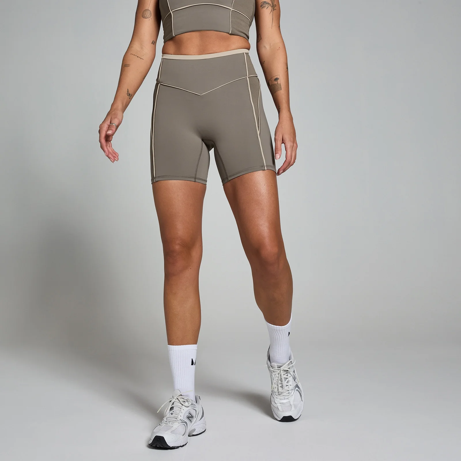 MP Tempo fietsshort met contrasterende textuur voor dames - Espressobruin - XS Afbeelding 1