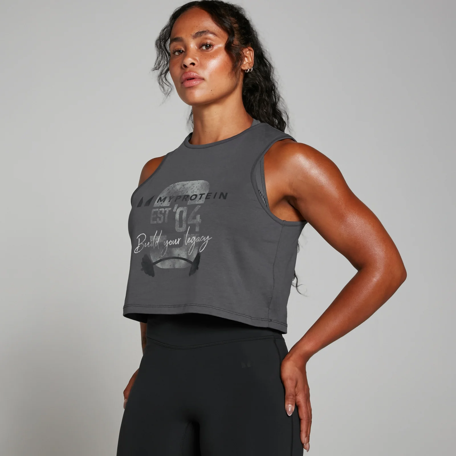 MP Origin Graphic gecropt hemd voor dames Verwassen grijs - XS Afbeelding 1