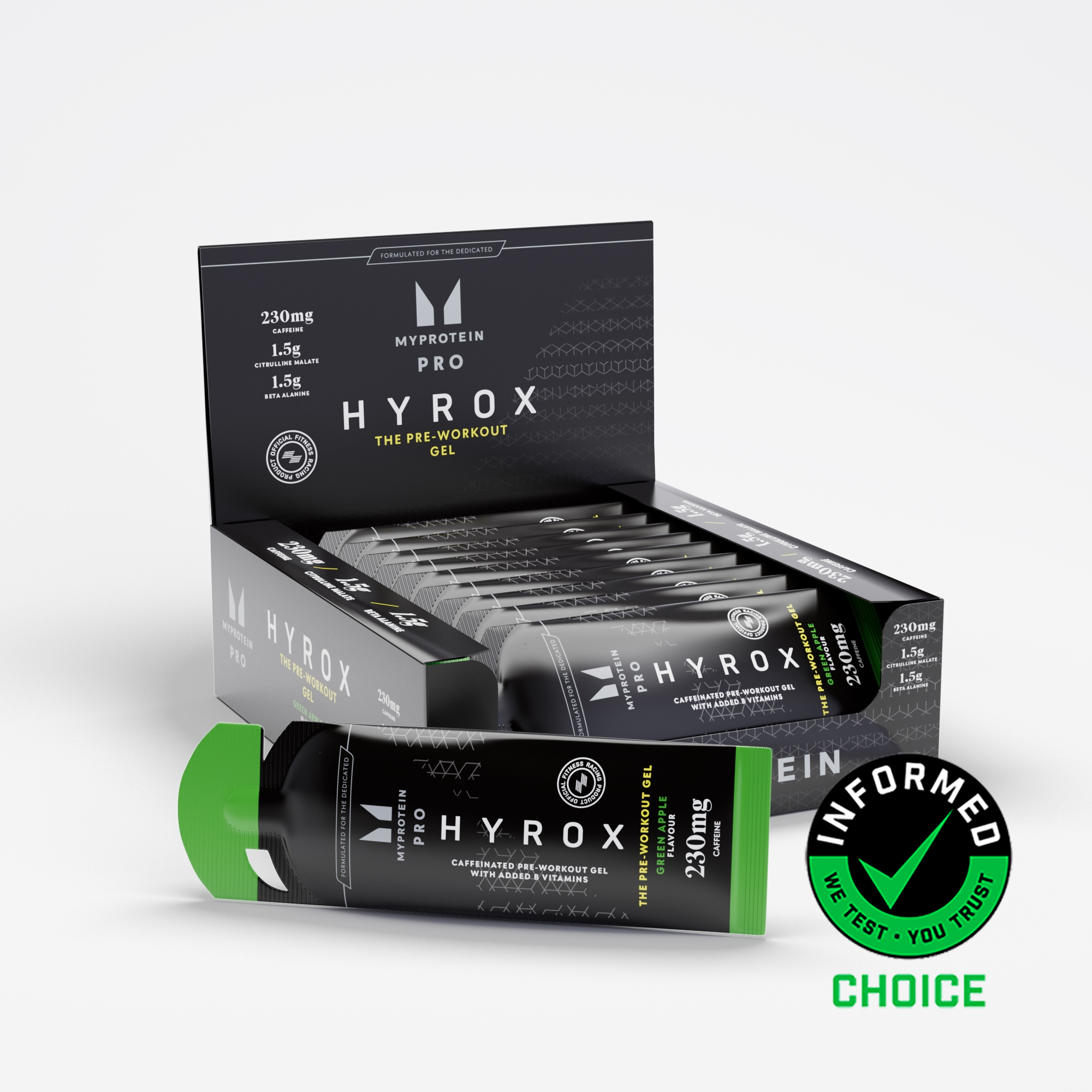 Pre-Workout Gel - 12 x 50g - Green Apple (HYROX Edition) Afbeelding 1