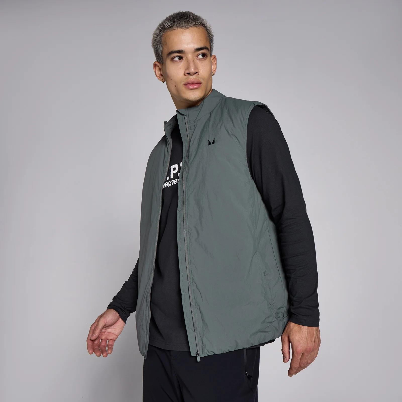 MP Lifestyle gewatteerde bodywarmer voor heren - Mosgrijs - S Afbeelding 1