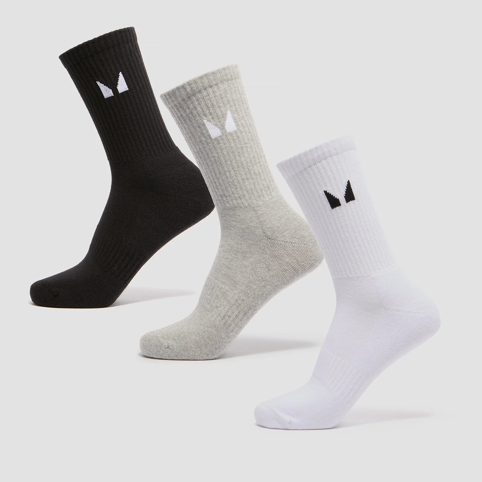MP Unisex Crew Socks (3 Pack) - White/Black/Grey Marl - UK 6-8 Afbeelding 1