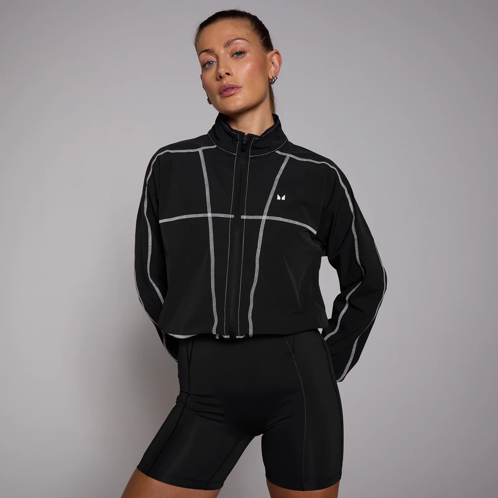 MP Tempo gecropt windjack met contrasterende stiktsels voor dames - Zwart - XXL Afbeelding 1