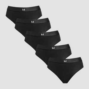 MP Women's Mid Rise Bikini Brief (5 Pack) - Black - Size XS
