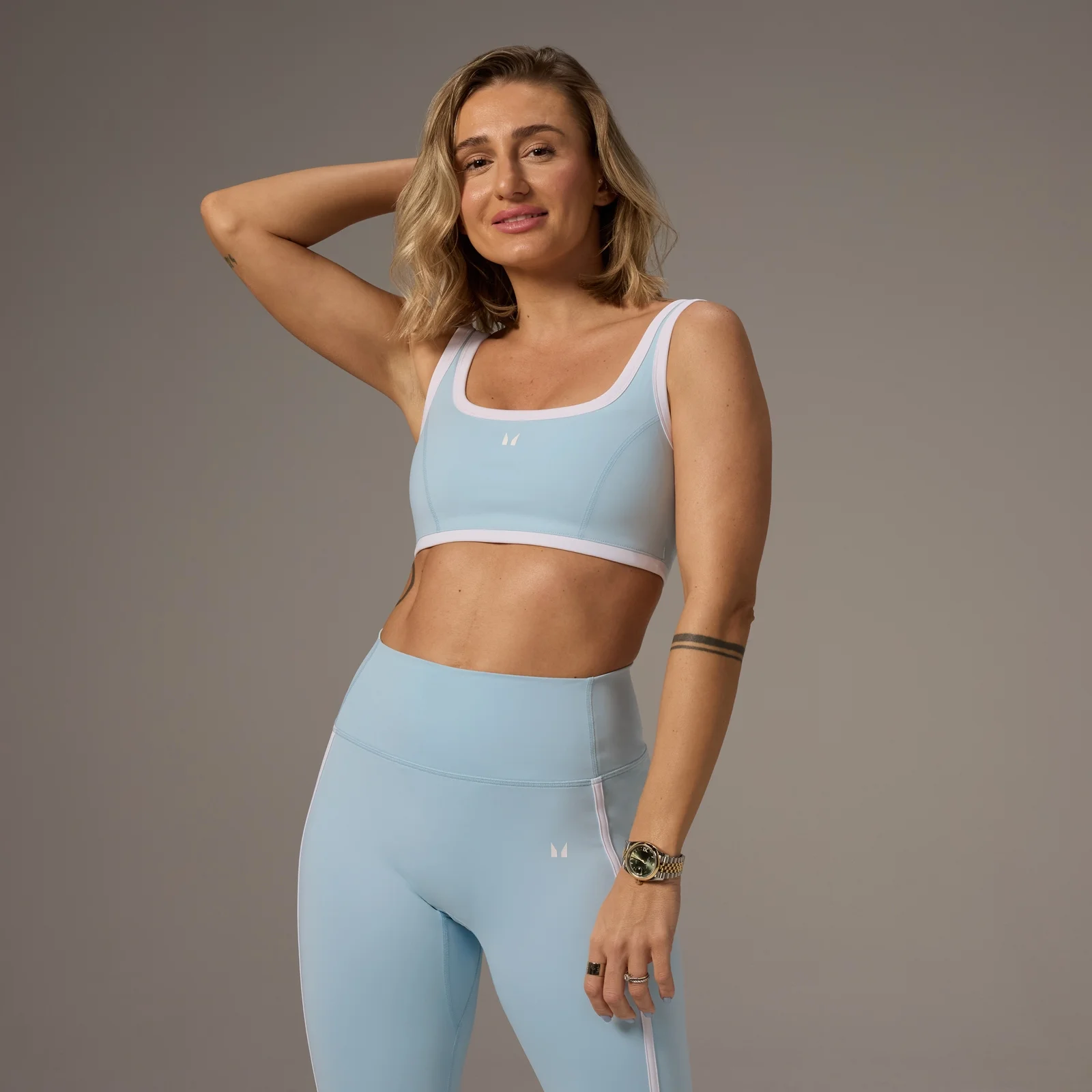 MP X Tatiana contrasterende sportbeha met vierkante hals - Licht aquablauw - XS Afbeelding 1