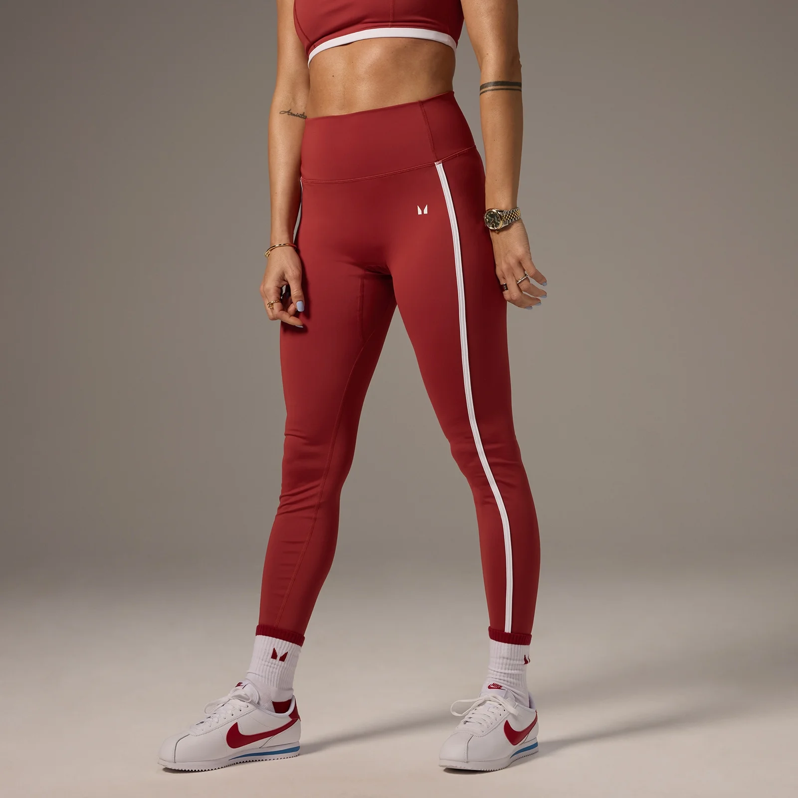 MP X Tatiana contrasterend gestreepte legging - Verwassen roestrood - XS Afbeelding 1