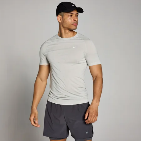 MP Velocity naadloos T-shirt met nauwsluitende pasvorm voor heren - Chroom