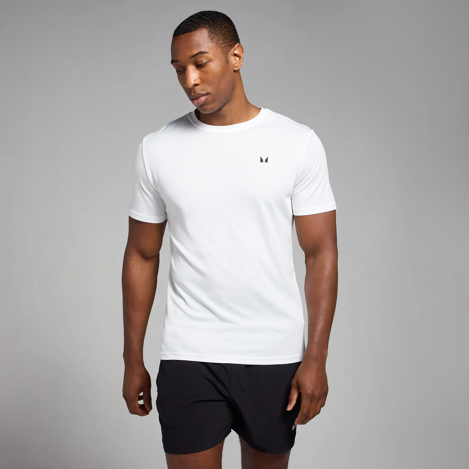 MP Active gerasterd trainingsshirt voor heren - Wit - XS Afbeelding 1