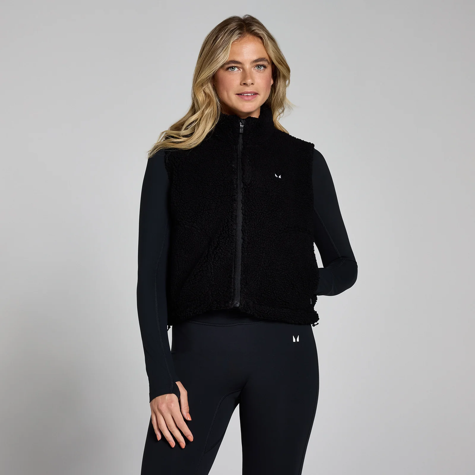 MP gecropte bodywarmer van borgstof voor dames - Zwart - XS Afbeelding 1