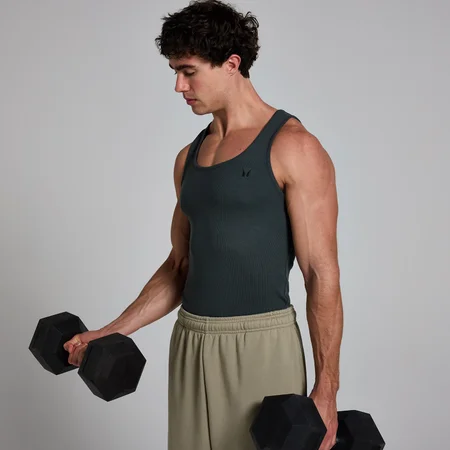 MP Men's Lift Ribbed Muscle Fit Tank - Washed Black