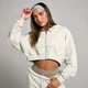 MP geropte hoodie met rits en opgestikt motief - Beenwit