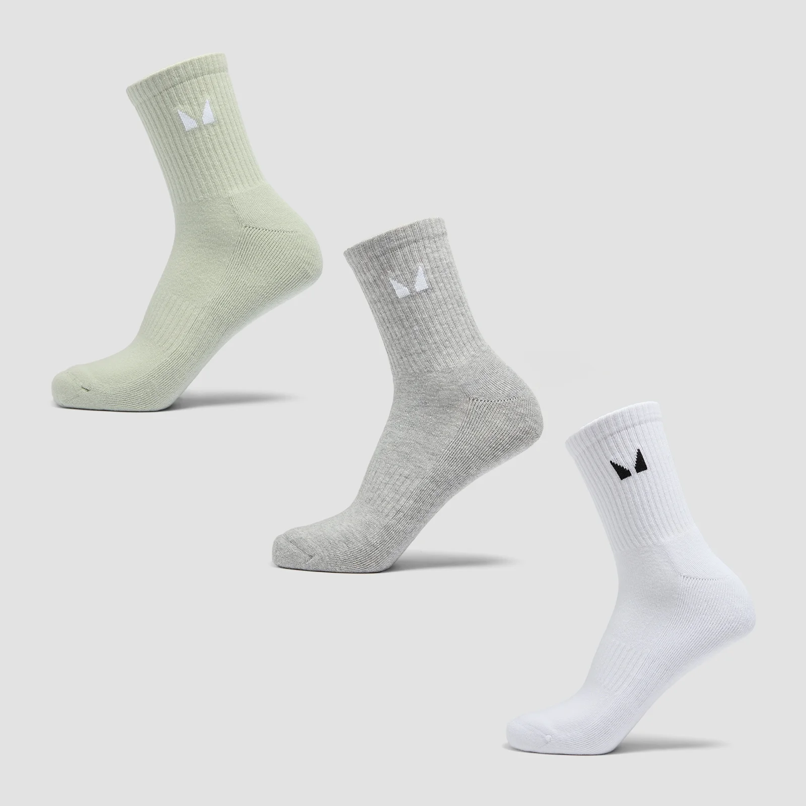 MP Uniseks halfhoge sokken (verpakking met drie stuks) - Grijs/matcha/wit - UK 9-11 Afbeelding 1