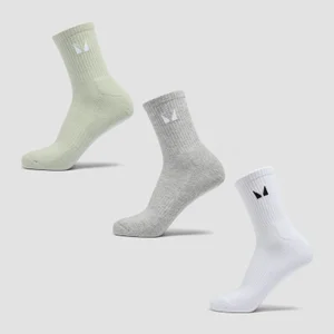 MP Uniseks halfhoge sokken (verpakking met drie stuks) - Grijs/matcha/wit - Size UK 9-11