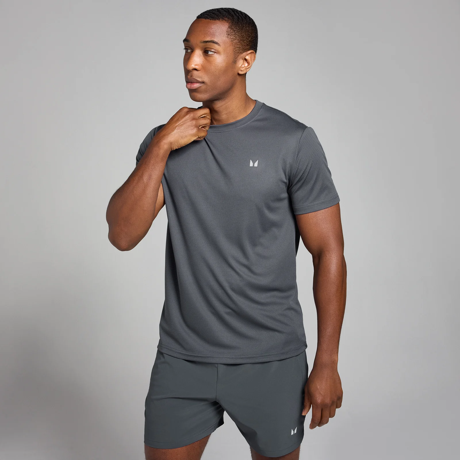 MP Active gerasterd trainingsshirt voor heren - Donkergrijs - XS Afbeelding 1
