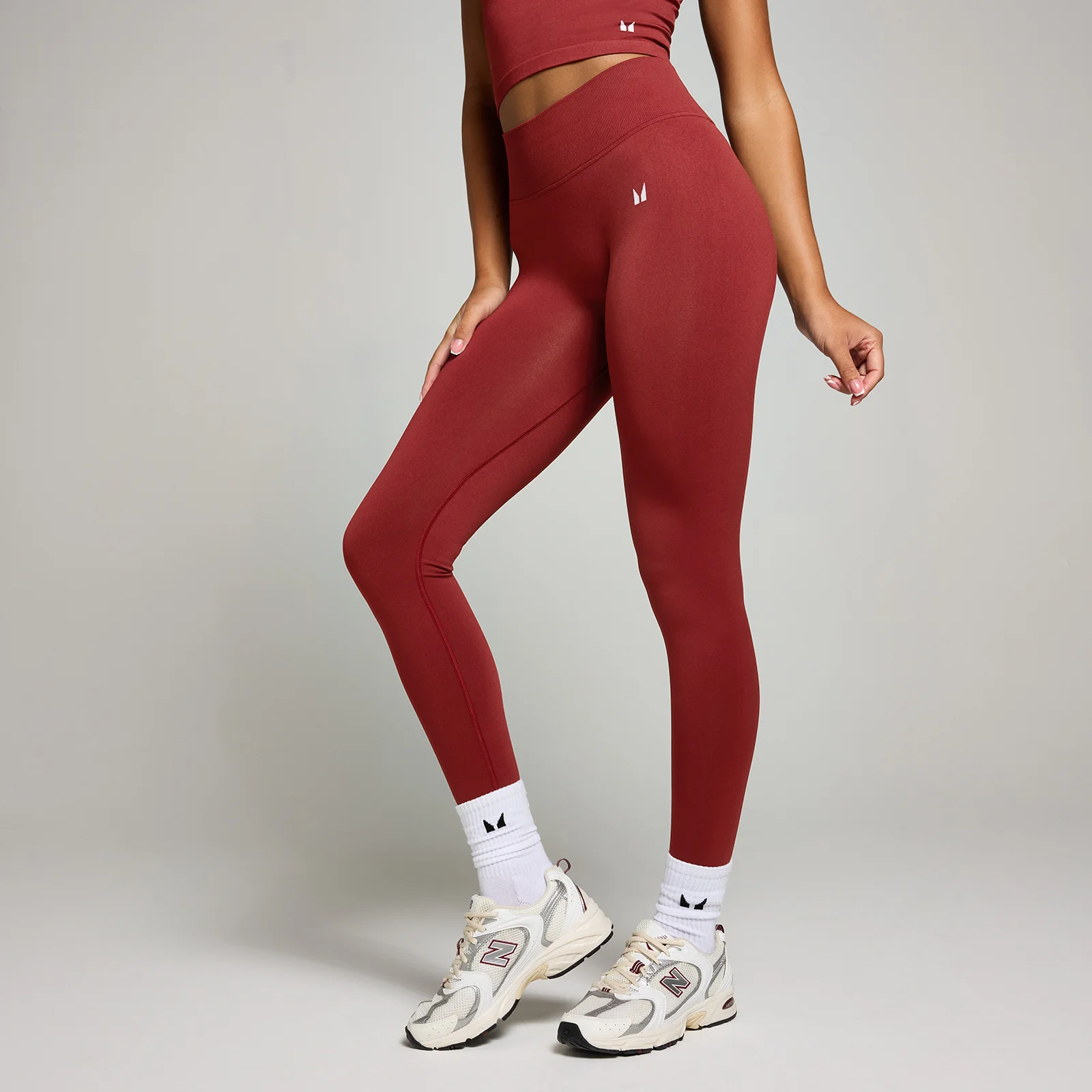 MP geplooide onzichtbare naadloze legging voor dames - Kersenrood - XS Afbeelding 1