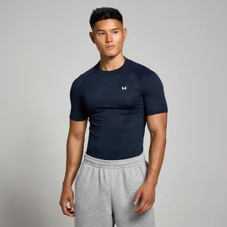 MP Tempo naadloos T-shirt met opdruk van pilaar voor heren - Marineblauw