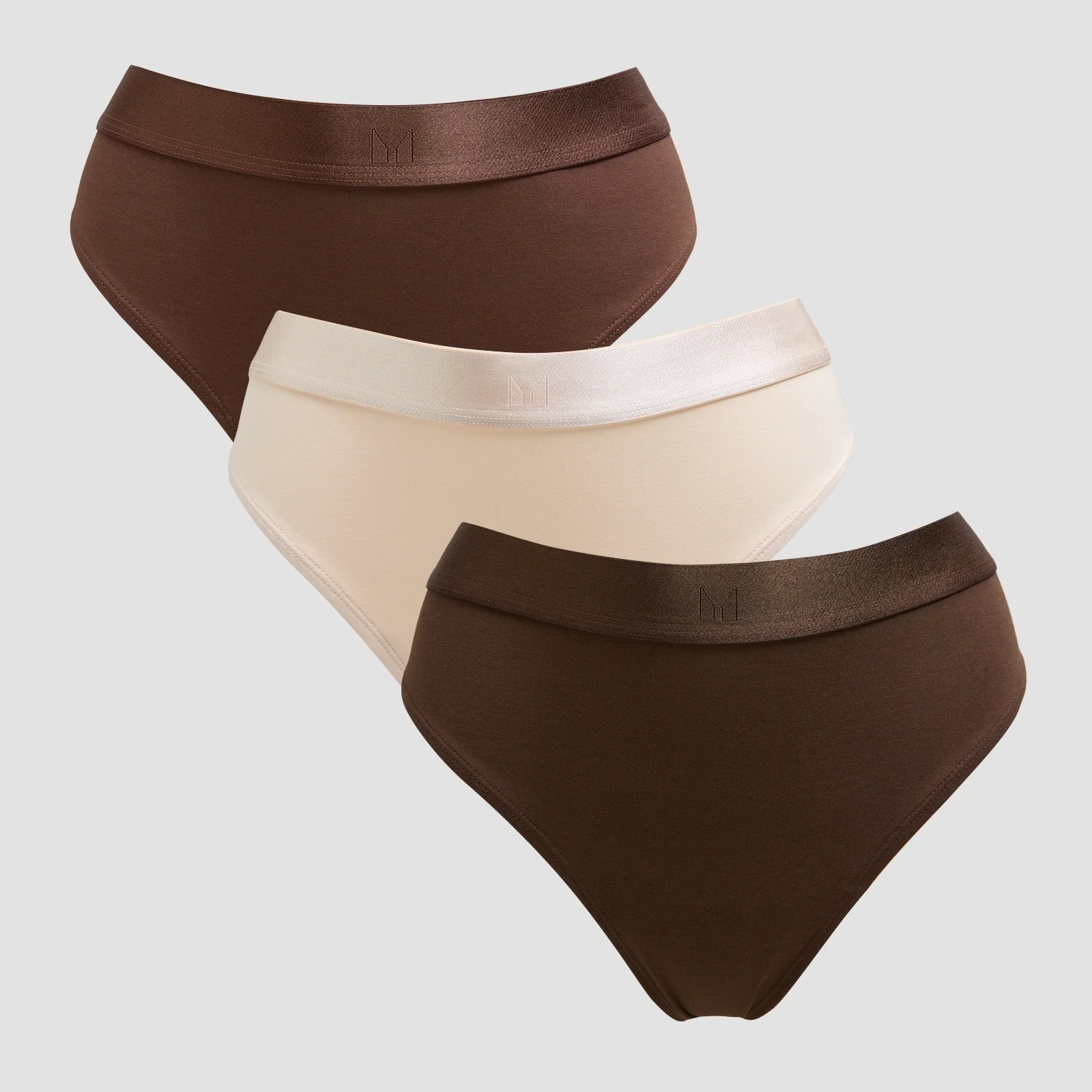 MP middelhoge string voor dames (verpakking met drie stuks) - Donkerchocoladebruin/bruin/roomgeel - XS Afbeelding 1