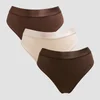 MP middelhoge string voor dames (verpakking met drie stuks) - Donkerchocoladebruin/bruin/roomgeel