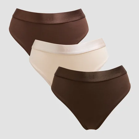 MP middelhoge string voor dames (verpakking met drie stuks) - Donkerchocoladebruin/bruin/roomgeel