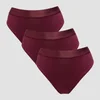 MP middelhoog bikinibroekje voor dames (verpakking met 3 stuks) - Donkerbessenrood