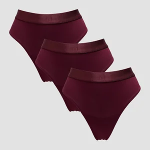 MP middelhoge string voor dames (verpakking met drie stuks) - Donkerbessenrood - Size XS