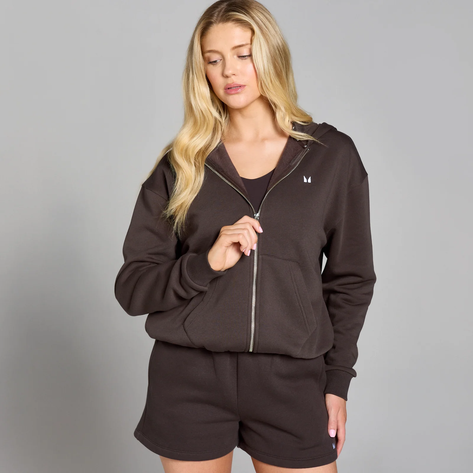 MP Basics hoodie met rits voor dames - Chocoladebruin - XS Afbeelding 1