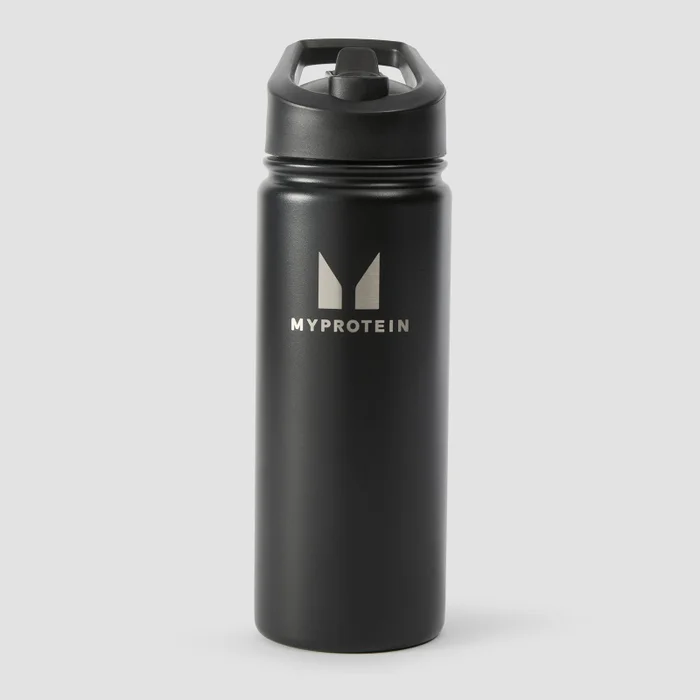 Myprotein gerecyclede metalen fles met fliprietje 500 ml - Zwart