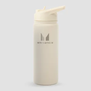 Myprotein gerecyclede metalen fles met fliprietje 500 ml - Roomwit - Colour Natural Cream