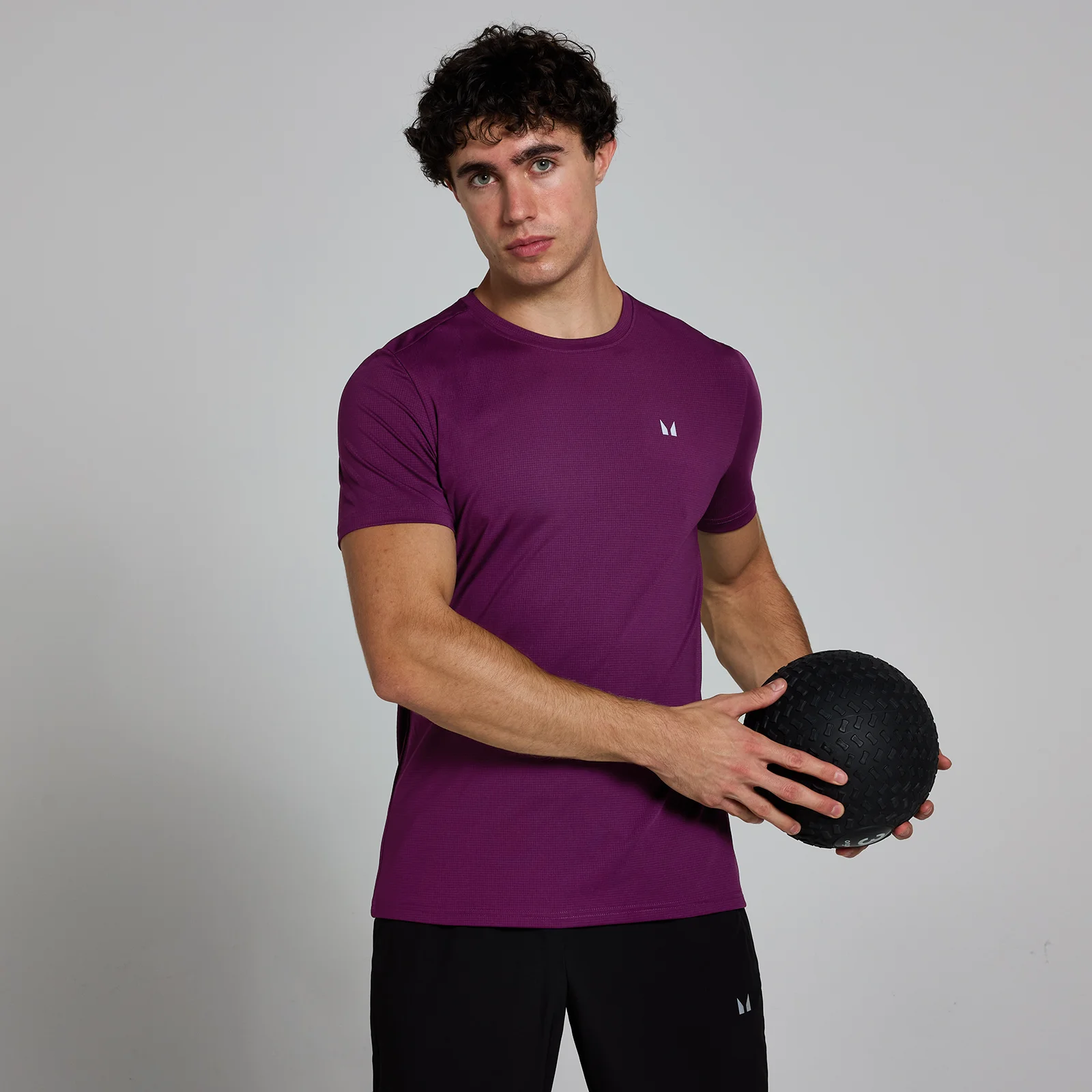 MP Active gerasterd T-shirt voor heren - Pruimenpaars - XS Afbeelding 1