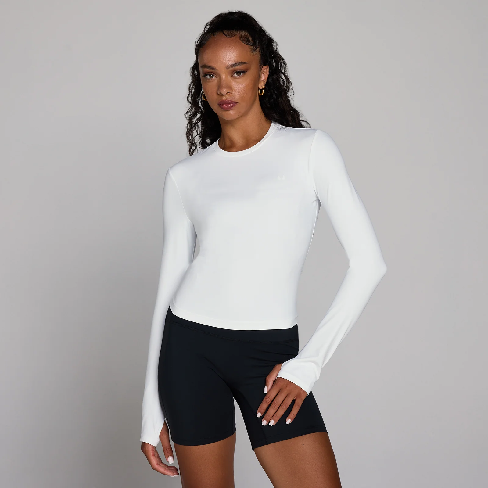 MP Women's Tempo Long Sleeve Top With Thumbholes - White - White - XS Afbeelding 1