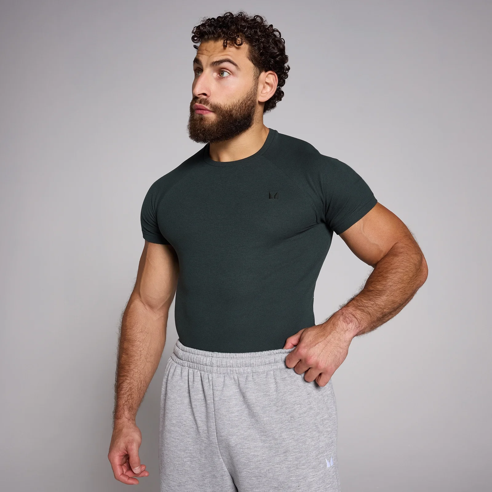 MP Origin geribd spieraccentuerend T-shirt voor heren - Verwassen zwart - L Afbeelding 1