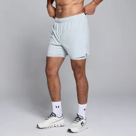 MP 2-in-1-trainingsshort met binnenbeenlengte van 13 cm voor heren - Lichtblauw