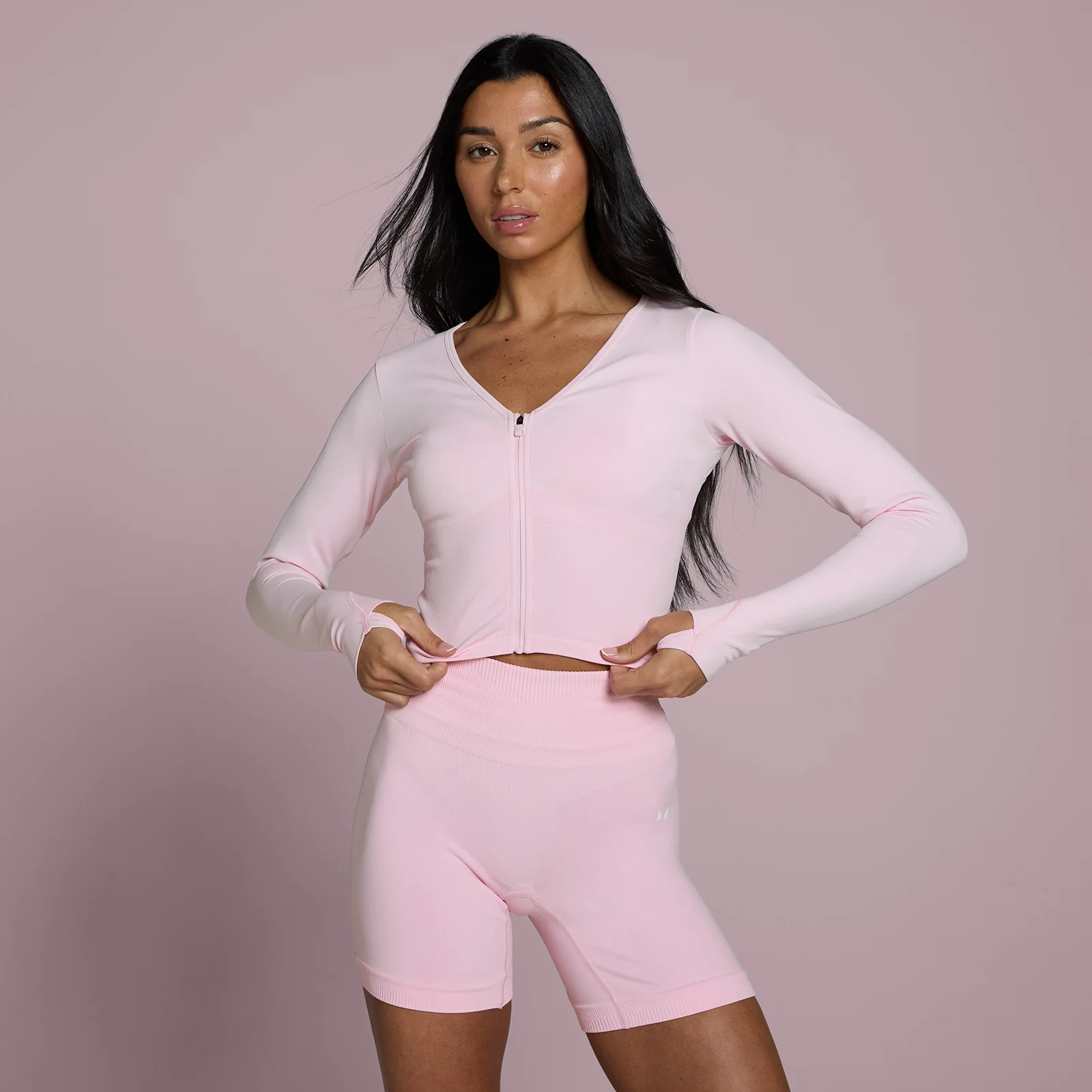 MP Dames Tempo Naadloze Cropped Jas - Blush - XS Afbeelding 1