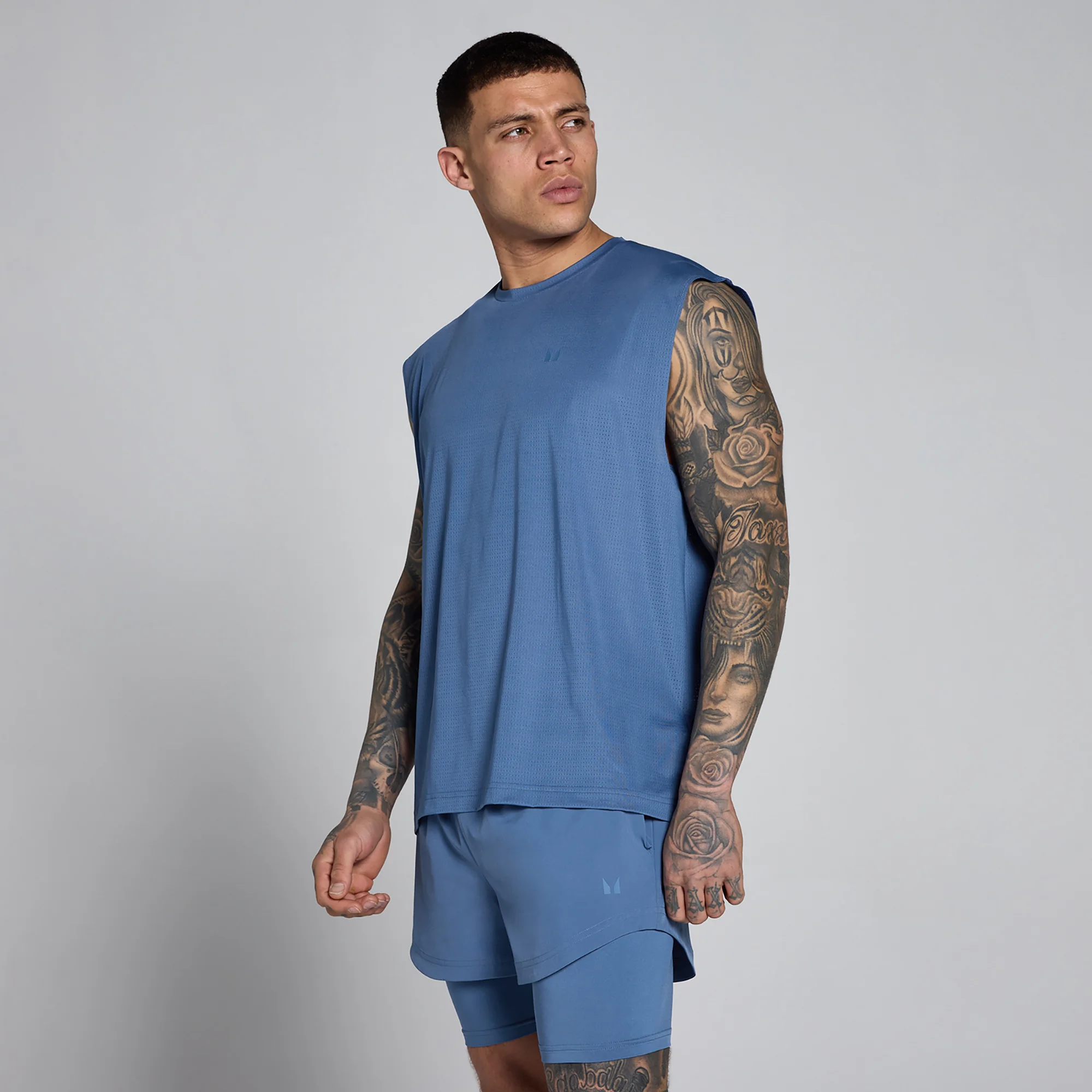 MP Men's Hybrid Oversized Mesh Tank - Slate Blue - XS Afbeelding 1