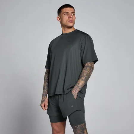 MP Men's Hybrid Oversized Mesh T-Shirt - Gewassen Zwart