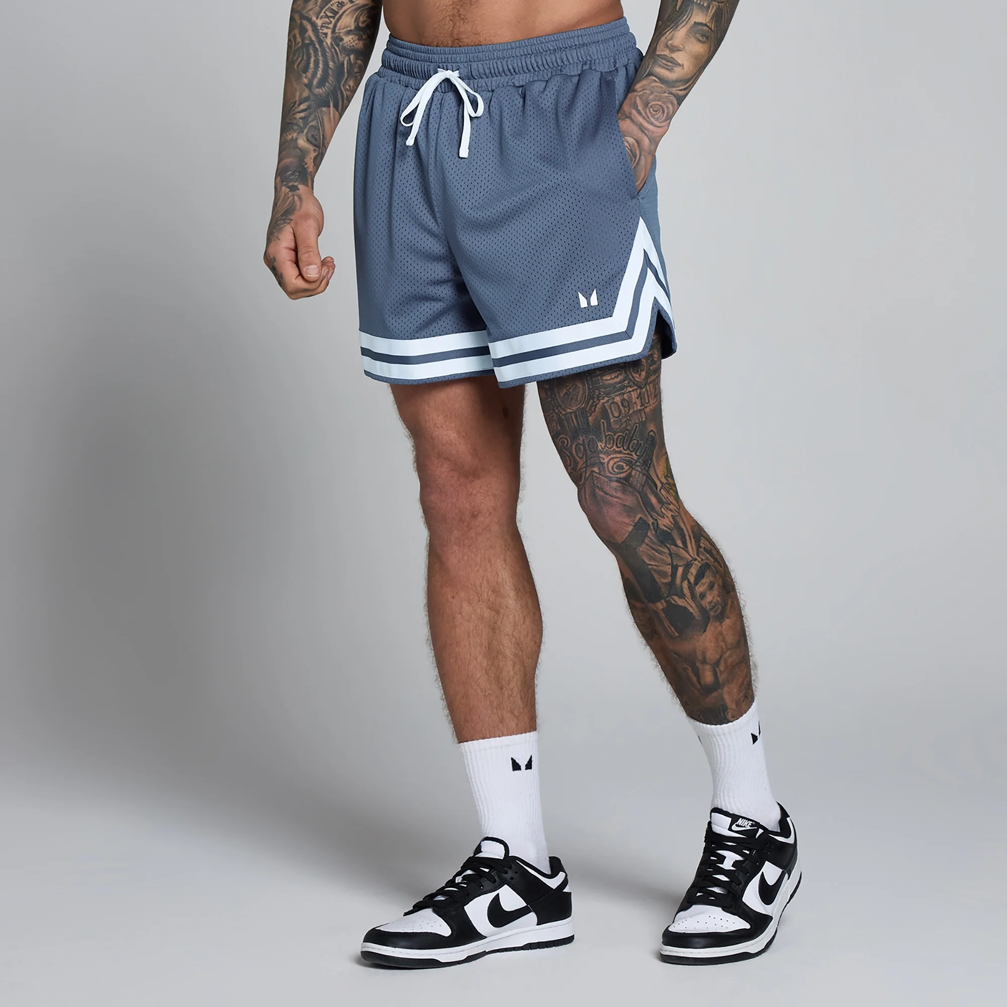 MP Men's Lift 5" Mesh Contrast Tape Short - Charcoal Blue - L Afbeelding 1