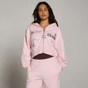 MP Dames Move Club Graphic Lichtgewicht Loopback Hoodie met Rits - Blush - Size L