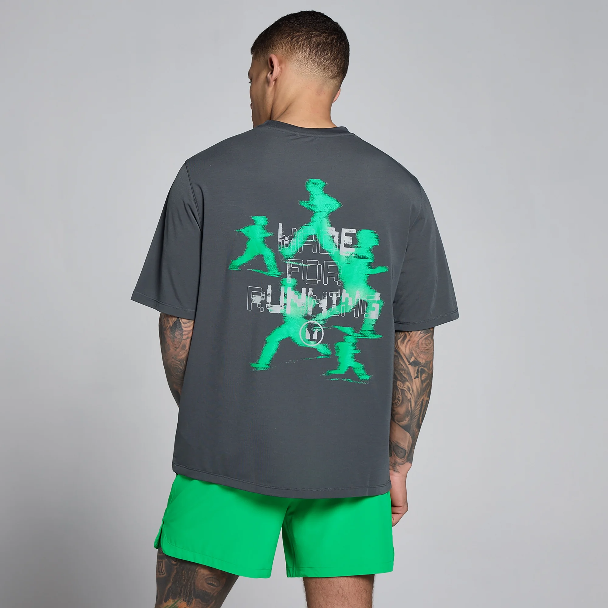 MP Heren Velocity Grafisch Katoen Modal T-Shirt - Donkergrijs / Groen - S Afbeelding 1