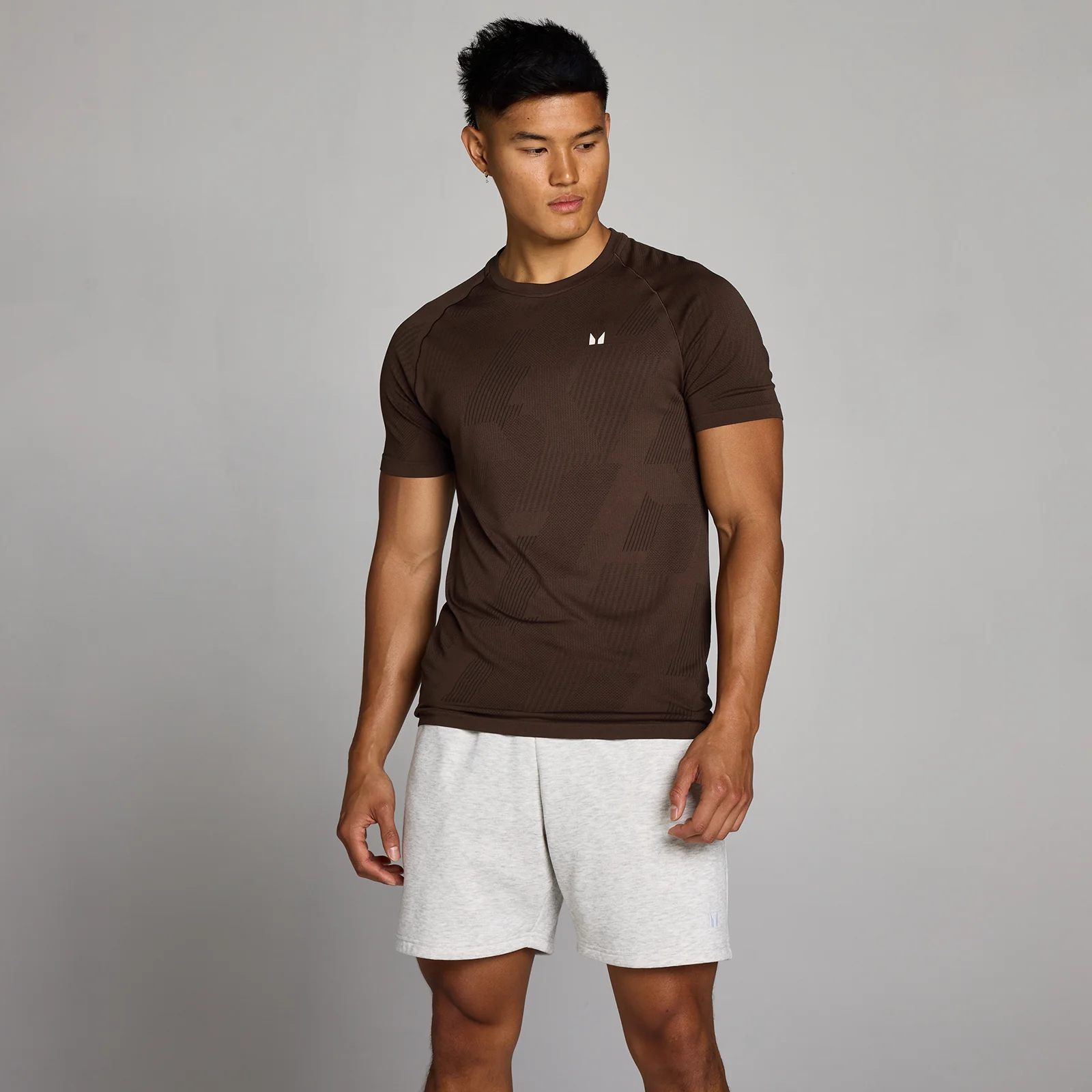 MP Heren Tempo Pillar Graphic Seamless T-Shirt - Cacao - M Afbeelding 1