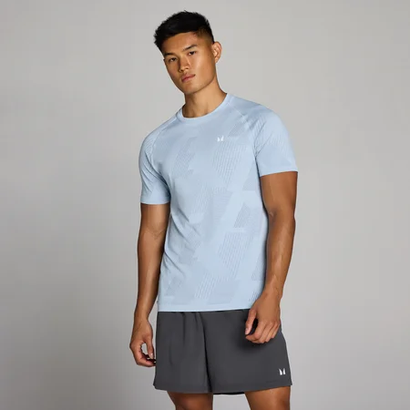 MP Heren Tempo Pillar Graphic Seamless T-Shirt - Breeze Blauw