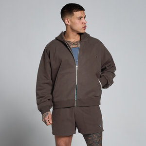 MP Men's Lift Oversized Loopback 2 Way Zip Hoodie - Chocolade - Size S