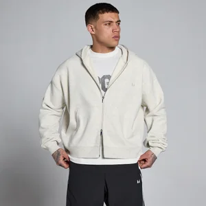 MP Men's Lift Oversized Loopback 2 Way Zip Hoodie - Romig Grijs Gemêleerd - Size XXL