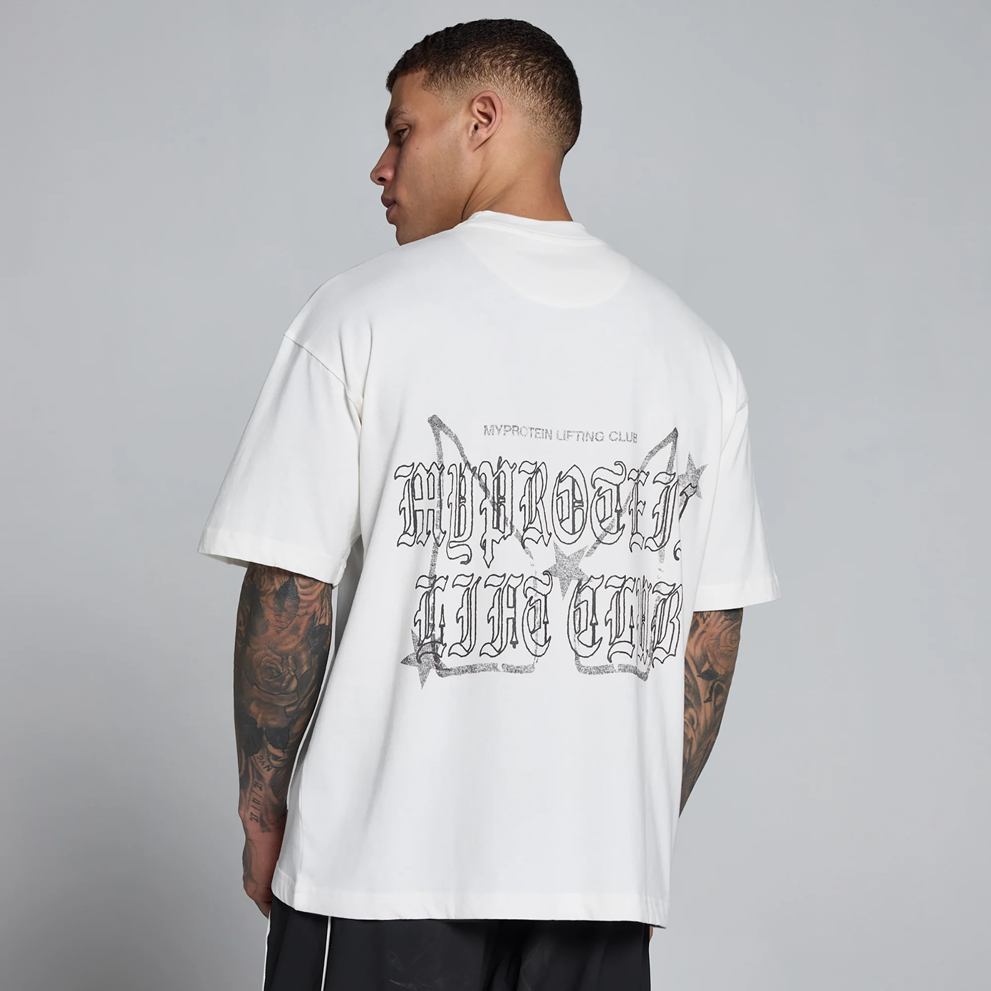MP Men's Lift Graphic Washed Oversized Cotton T-Shirt - Vintage Wit - L Afbeelding 1