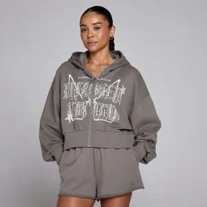 MP Dames Lift Grafische Lifestyle Hoodie met Rits - Dark Truffle - Size S