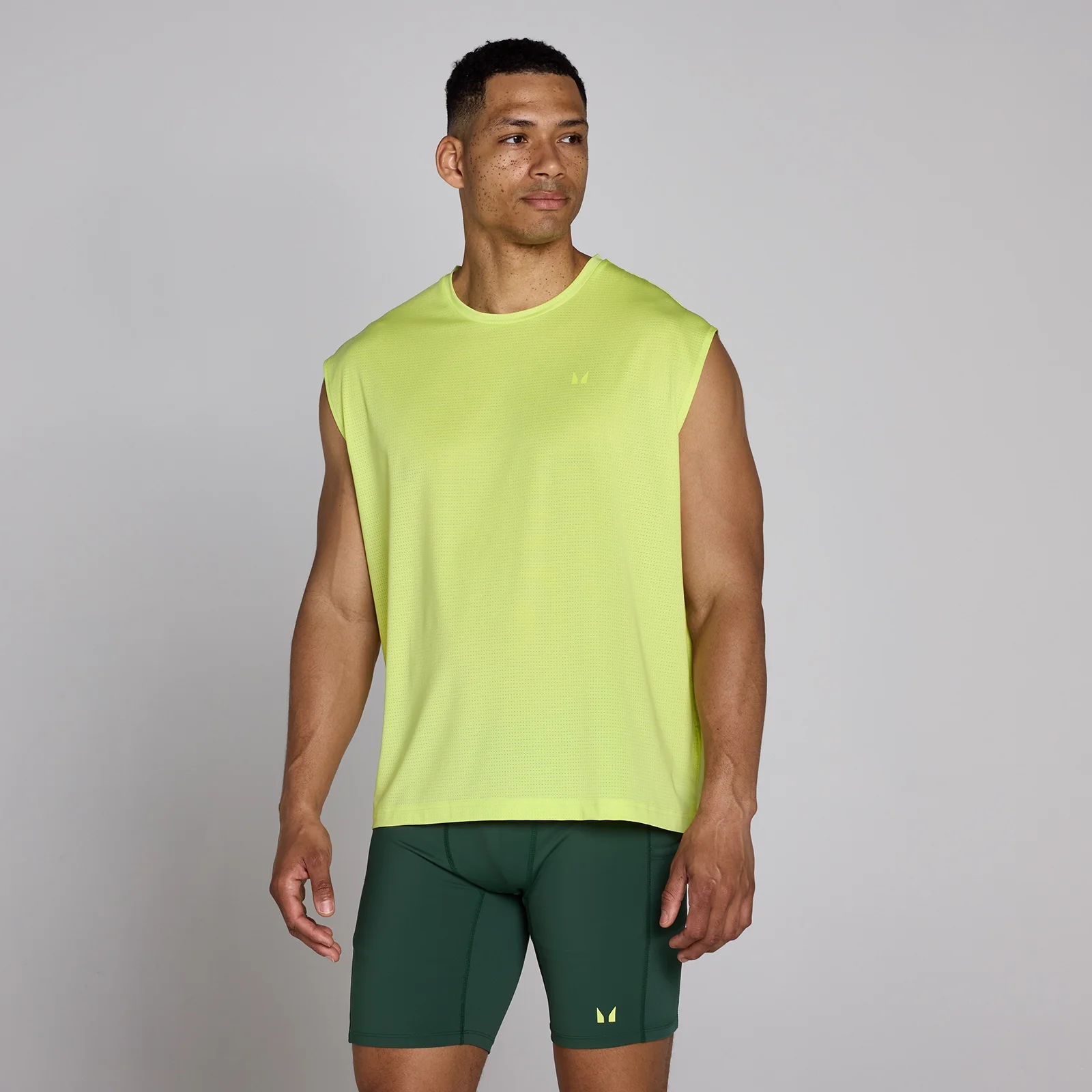 MP Heren Hybrid Oversized Mesh Tanktop - Limoengroen - S Afbeelding 1